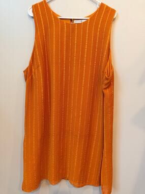 Signature Collection Burnt Orange Chiffon Top Sleeveless Blouse Textured Sz 1X